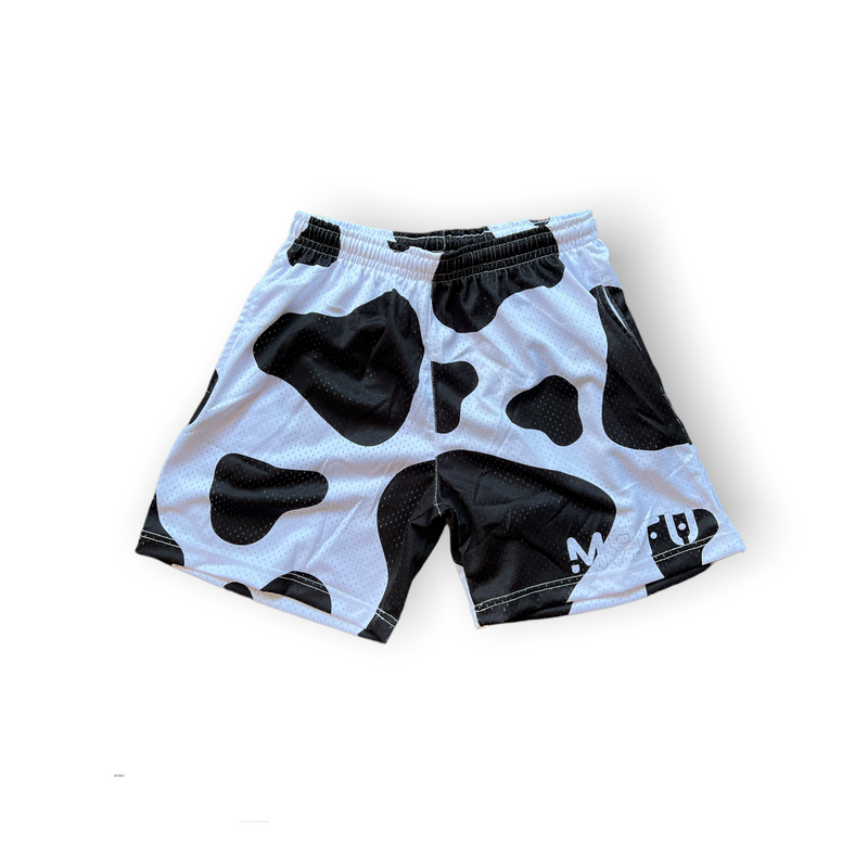 Mesh Basketball Shorts - Cow Print